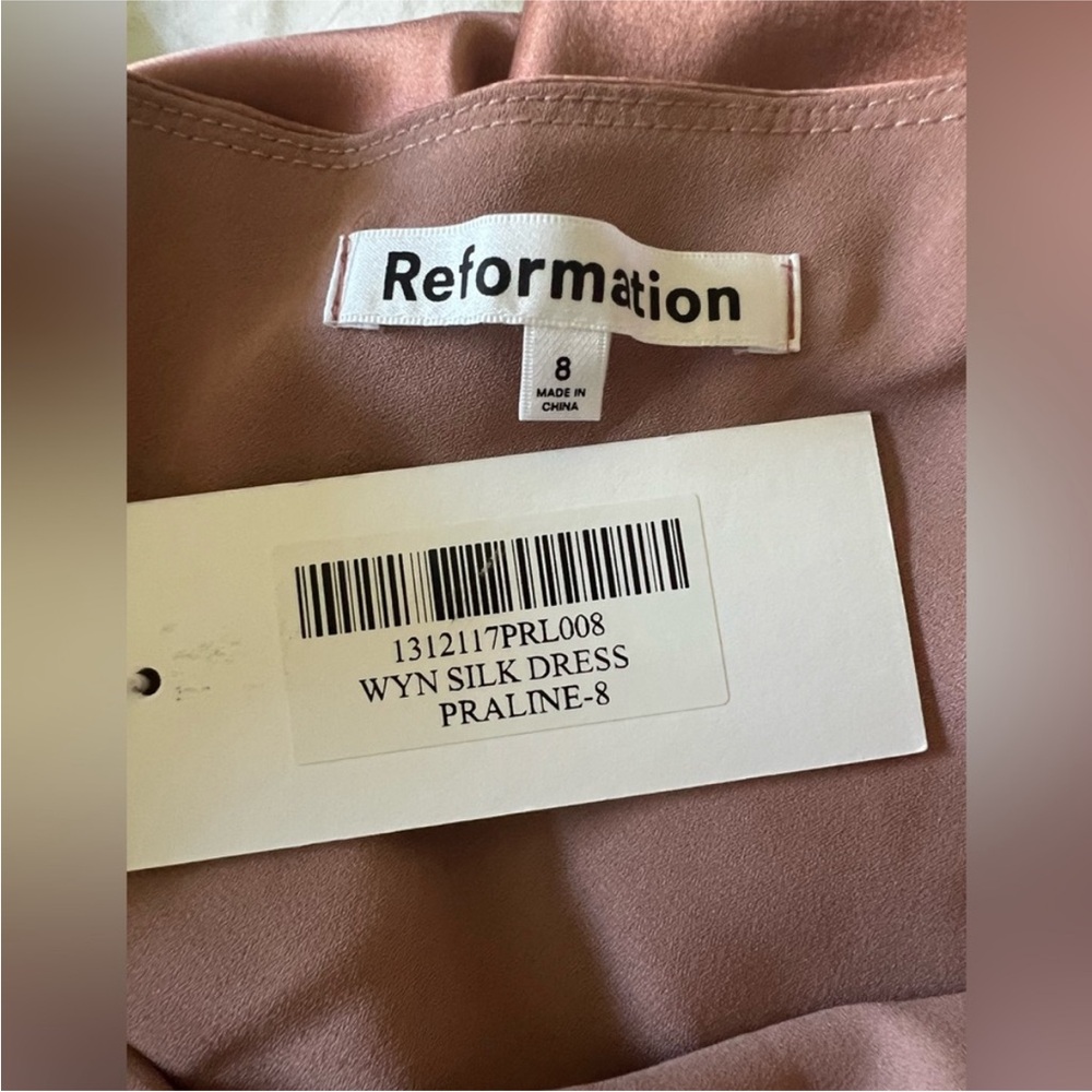 NWT Reformation Wyn 100%Silk Dress in Praline - Picture 9 of 10